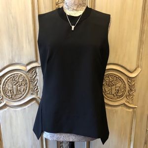 Halogen Sleeveless Black Top w/ Asymmetric Hem